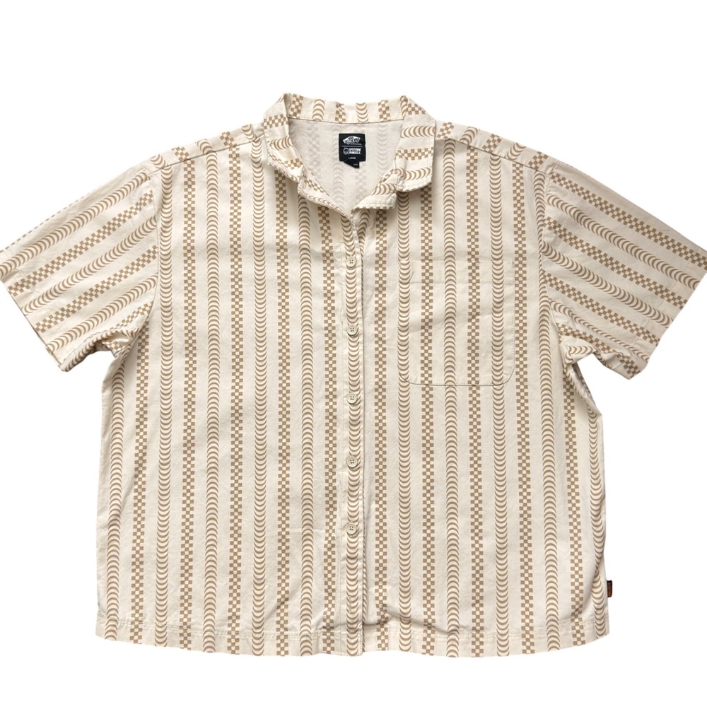 Vans x Spitfire Wheels Oversized Shirt Mens Large Tan Box Fit Y2K FF19
